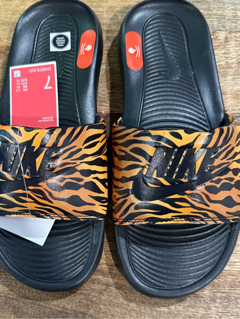 Nike Women's Slide Sandals - Orange/Black Tiger Print